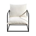 thumbnail image 3 of BedLuxury Accent Chair Metal Framed Armchair with Shredded Foam Cushioning for Living Room, White, 3 of 5