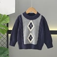 thumbnail image 4 of hengsof Children'S Diamond Pattern Preppy Sweater, Knitted Pullover Long Sleeve Classic Warm Top, Soft Color Block Knitted Top, 4 of 7
