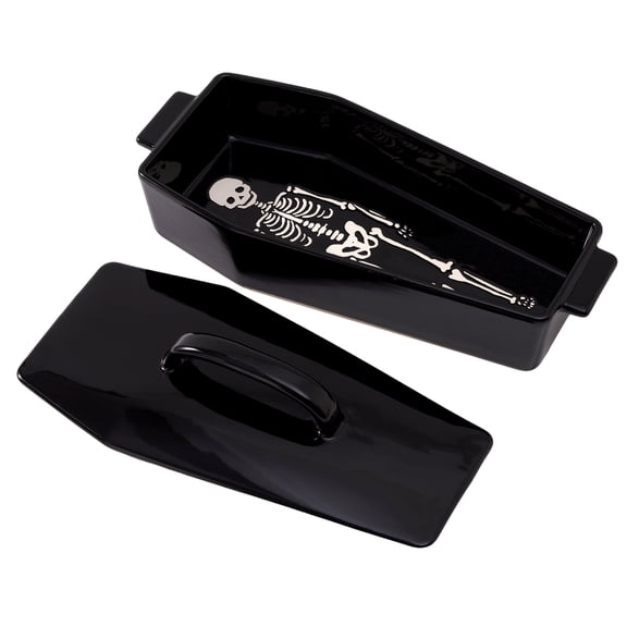 WTC Coffin Figural Stoneware Bake & Serve Dish With Lid, Ceramic Coffin Bake Pan with Cover