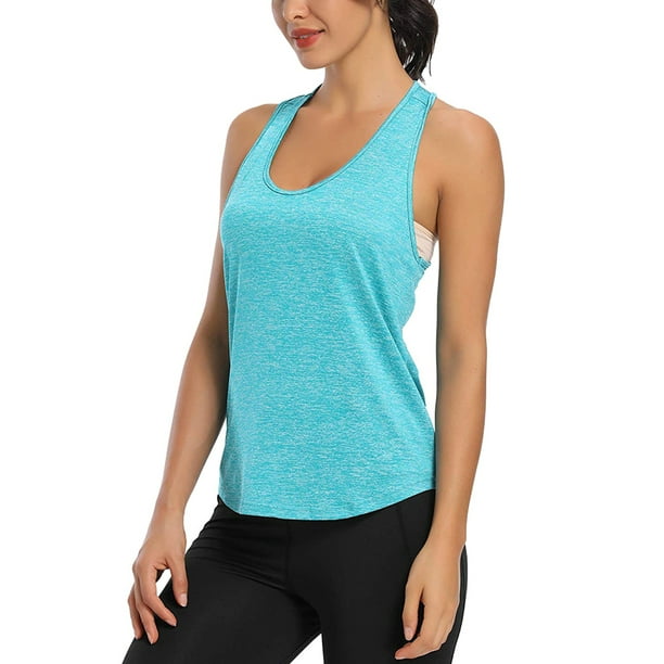 Women's Sleeveless Athletic Shirts Tops Performance Running Workout Yoga  Tank Top Ladies Summer Cross Back Muscle T-shirt Tee