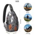 thumbnail image 5 of Sling Backpack,Gray Halloween Ghosts Cats and Pumpkins Sling Bag with Water Bottle Holder,Waterproof Sling Bag for Men/Women with Headphone Jack for Hiking,Travel, 5 of 6