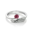 thumbnail image 2 of Gem Stone King 925 Sterling Silver Pink Tourmaline Women's Wing Ring (0.24 Cttw, Round Cut Available 5,6,7,8,9), 2 of 3