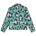 thumbnail image 4 of Jackets for Women Winter Coat Jackets Flannel Stand Collar Jacket(Pink Leopard Teal Background Print,Size:S-4XL), 4 of 7