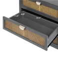 thumbnail image 4 of Hassch Modern 3 Drawer Rattan Dresser, Wood Chest of Drawers with Storage, Accent Beside Table with Metal Handles, for Living Room, Entryway, 31.5"L x 14.97"W x 30.31"H, Gray, 4 of 8