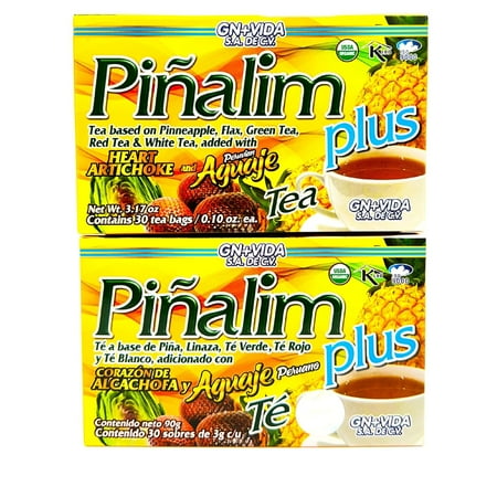 Pinalim Plus Tea Enhanced with Aguaje Peruano and Artichoke Heart la formula Original de Pinalim Mas Aguaje y Corazon de Alcachofa Mas Fuerte Healthy Antioxidant Formula, Caffeine Free All Natural Cle