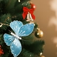 thumbnail image 5 of Ovzne Blue Sequin Butterfly Christmas Ornament - Simulated Fabric Tree Decoration, 5 of 6