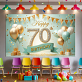 thumbnail image 4 of Elegant Design Happy Birthday Banner Colorful Balloons Golden Glitter Party Backdrop for 70th Celebration Event Decoration Indoor Party, 4 of 8