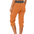 thumbnail image 4 of Mohiass Capri Pants for Women,Women's Pants Lightweight Hiking Cargo Pockets Casual Travel Cropped Cotton Pants with Pockets Orange 2XL, 4 of 7