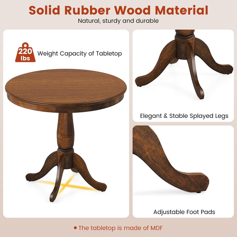 Gymax 32 Inch Round Pedestal Dining Table, Walnut photo 7