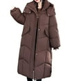 thumbnail image 4 of TKLPEHG Women Jacket Winter Thickened Long Down Jacket Parka Warm Overcoat Hooded Puffer Jacket Outerwear with Pockets (Coffee,L), 4 of 9