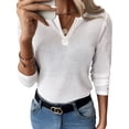thumbnail image 1 of Gvmfive Women's Jacquard Solid V-Neck Skinny Long Sleeve Blouse Tops, 1 of 2