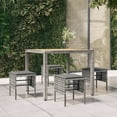 thumbnail image 1 of vidaXL Garden Footstools with Cushions 4 pcs Grey Poly Rattan, 1 of 5