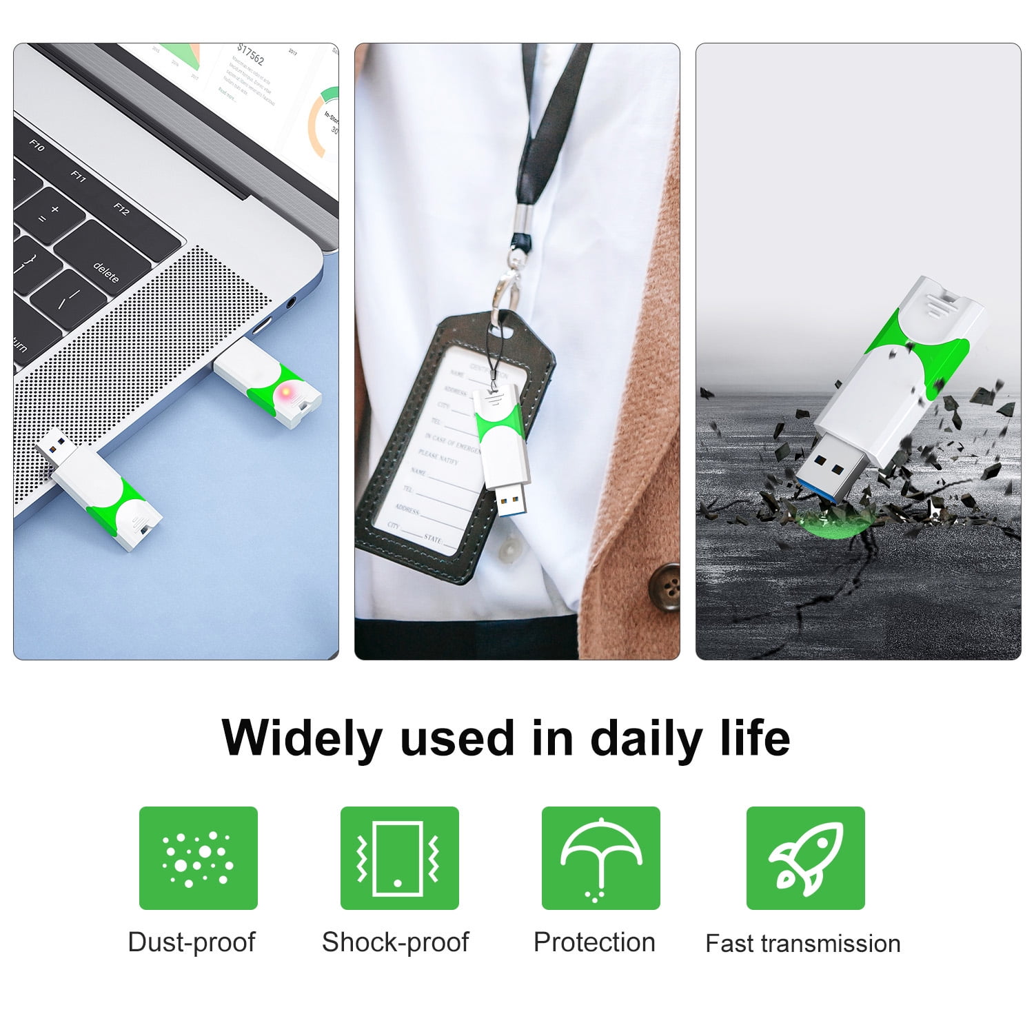 128GB USB Flash Drive 3.0 Retractable Thumb Drive Portable Pen Drive Slim Jump Drive USB Memory Stick Greenish White
