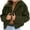 Army Green, variant on HAiming Women's Winter Fleece Coat Trendy Lapel Long Sleeve Zipper Cropped Jackets Plus Size Casual Warm Outerwear