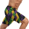 thumbnail image 4 of AHTJRT Men's Beach Shorts Funny Carnival Graphic Printed Swim Trunks with Drawstrings Built-In Shorts Quick Dry Board Shorts Purple#05 M, 4 of 5