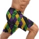 thumbnail image 4 of Ceisia Men's Relaxed Fit Mardi Gras Argyle Swim Trunks | Double-Layer Quick-Dry Beach Shorts | Elastic Waist Party Shorts Gift, 4 of 5