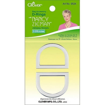 Nancy Ziemans Bag Hardware D-Rings 1-1/4 Inch 2/Pkg-Glossy Nickel
