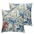 thumbnail image 2 of Nawypu 2pcs Chinoiserie Floral Throw Pillow Covers Asian Navy Bird Flowers Square Cushion Cover Oriental Decorative Cushion Cases Home Decor for Farmhouse Sofa Couch Bed Car White, 2 of 6