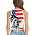 thumbnail image 2 of Women Independence Day Tank Tops, Adults Slim-fit Star  Stripe Print Round Neck Crop Tops, 2 of 5