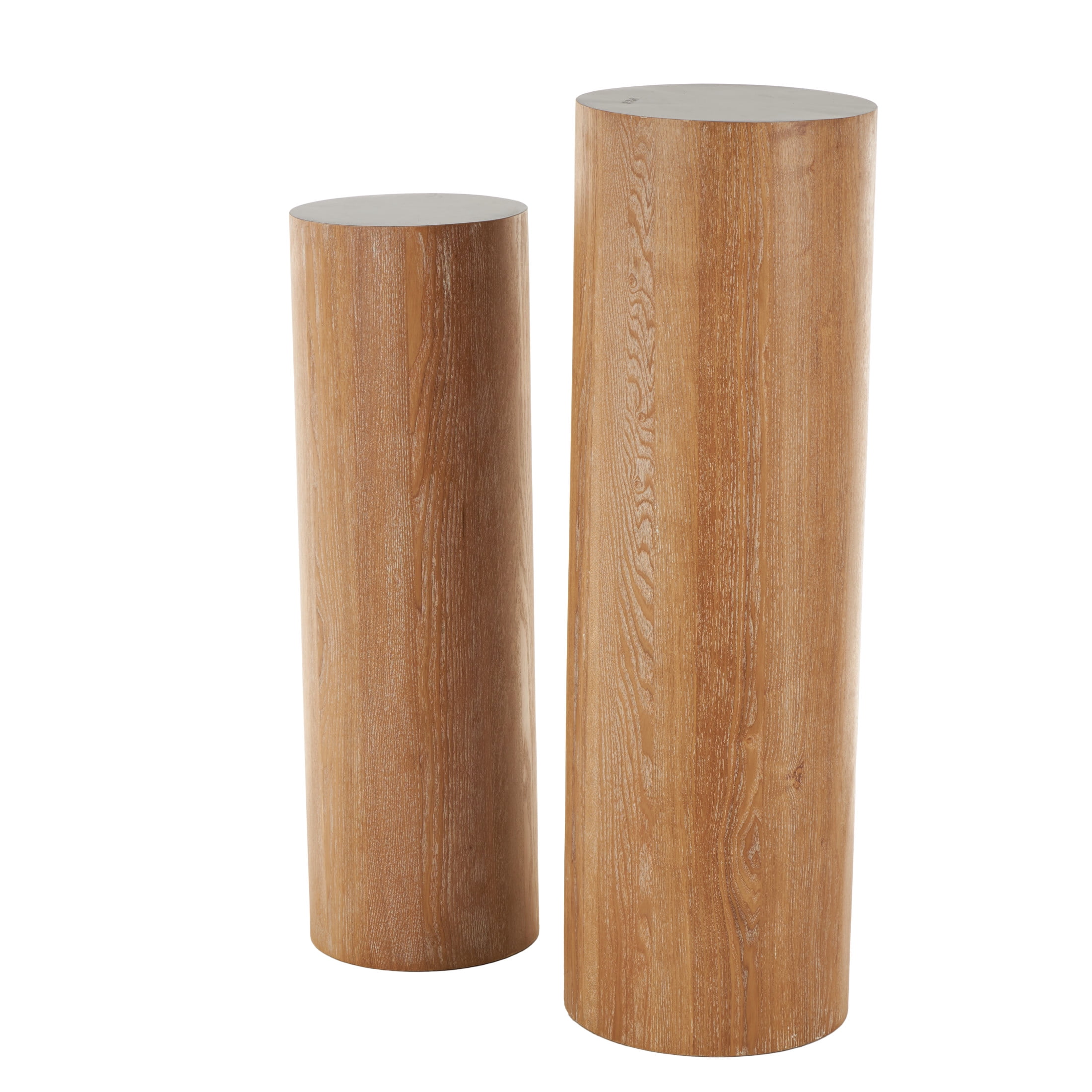 DecMode 40", 34"H Brown Wood Handmade Pedestal Pedestal Table, 2-Pieces