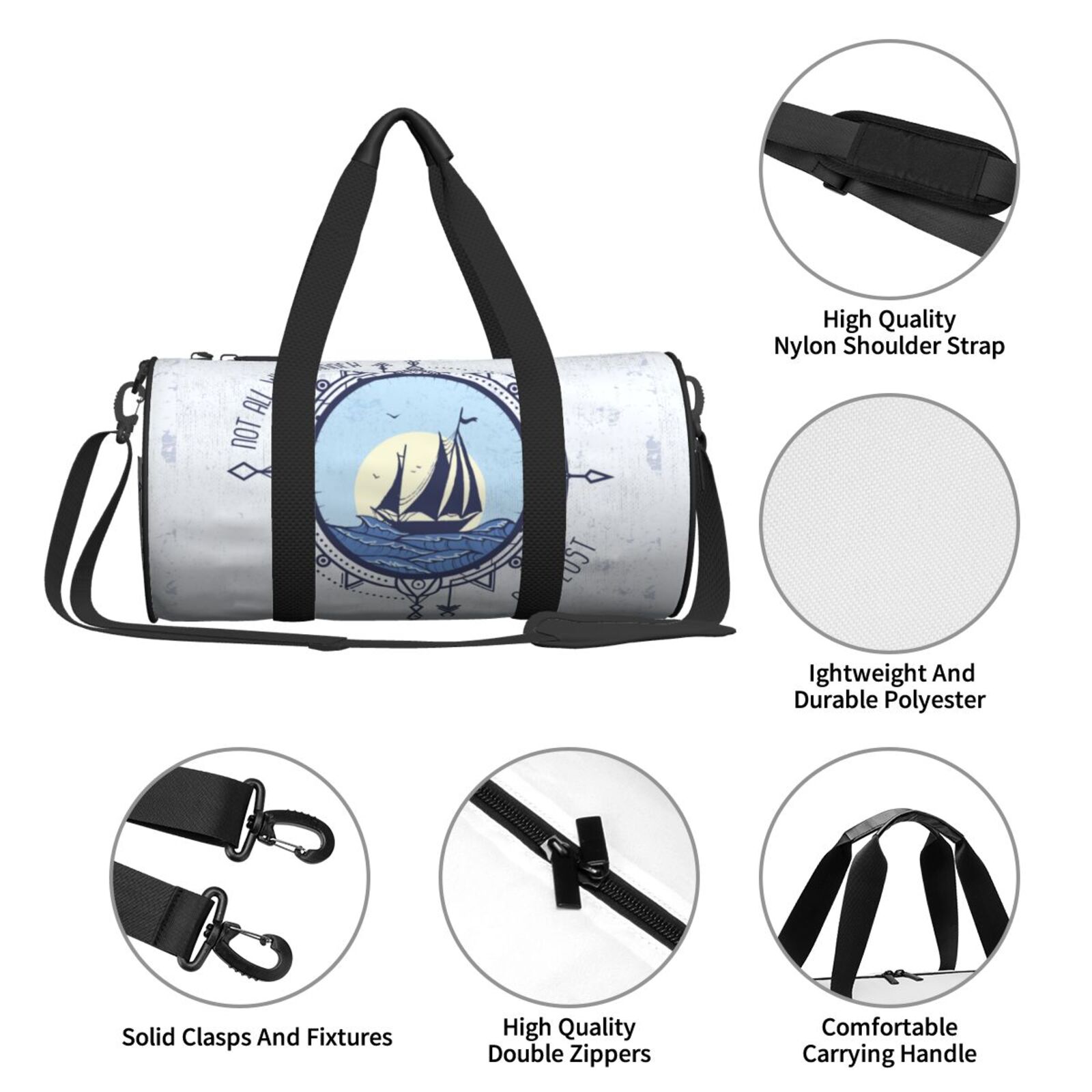 Vsdgher Not All Who Wander Are Lost2 45L Foldable Duffel Bag, Sports Gym Bag,Overnight Bag, Portable Weekender Bag for Airplanes