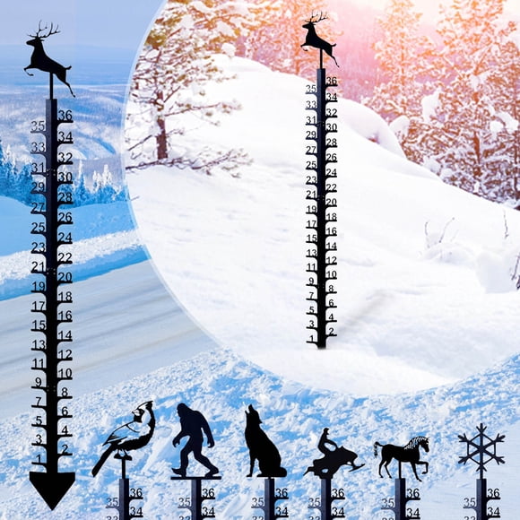 Xihbxyly Medidor de Nieve de 36 Pulgadas, Regla de Medición de Nieve con Diseño de Hierro, Pluviómetro de Metal para Jardín, Decoración de Exterior, Fácil de Instalar, Regalo para Festivales de Navid