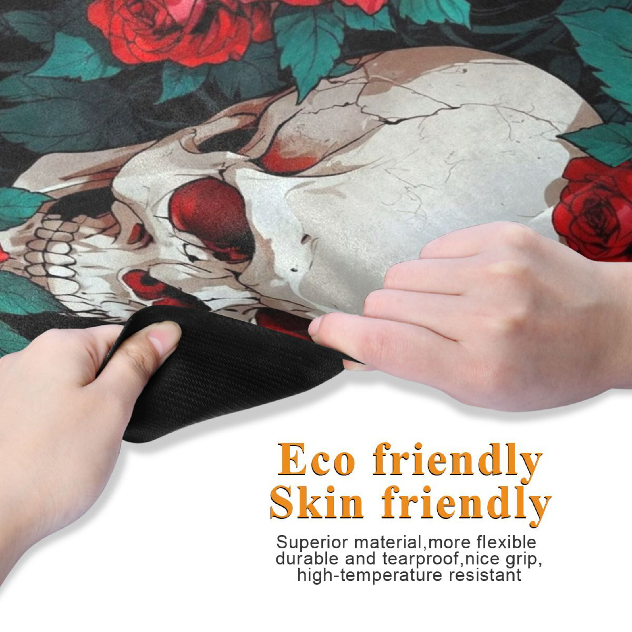 BZSMCE Yoga Mat Women Fitness Mat Floral Skulls Pattern