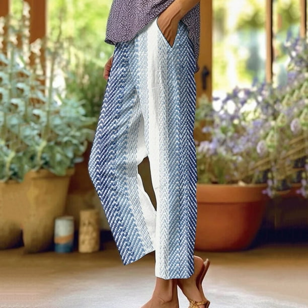 WILLBEST Pantalones Casuales para Mujer, Cintura Alta, Pierna Ancha, Elásticos, Sueltos, de Malla Hueca, Cómodos y de Moda. Extra Grande