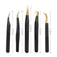 thumbnail image 2 of Pinzas para extensiones de pestañas con punta de fibra y agarre de diamante, juego de 5, color negro, 2 of 6