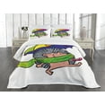 thumbnail image 3 of Ambesonne Hedgehog Quilted Bedspread Set 3 Pcs, Smiling Animal Spikes, King Size, Multicolor, 3 of 5
