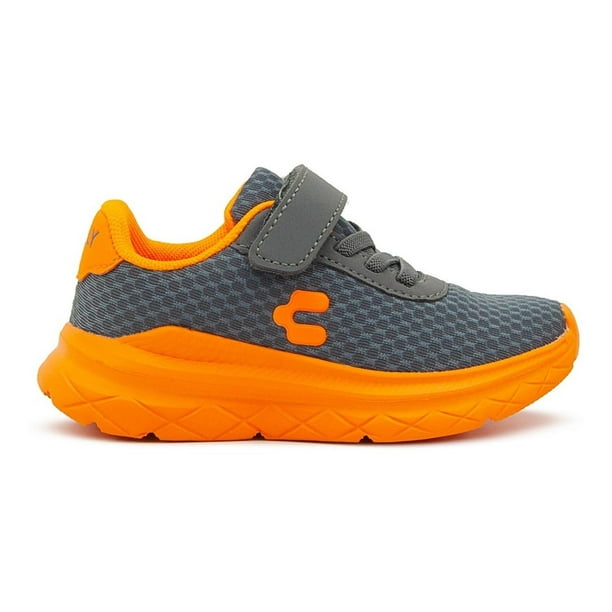 Tenis Charly Kids Niño Deportivo Correr Gris/naranja 15-21.5 gris oscuro 19.5