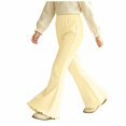 thumbnail image 4 of Xyant Girls Ribbed Knit Flare Leggings Elastic High Waist Bell Bottoms Bootcut Kids Stretchy Spring Fall Uniform Pants,Size 4-5 Years, 4 of 7