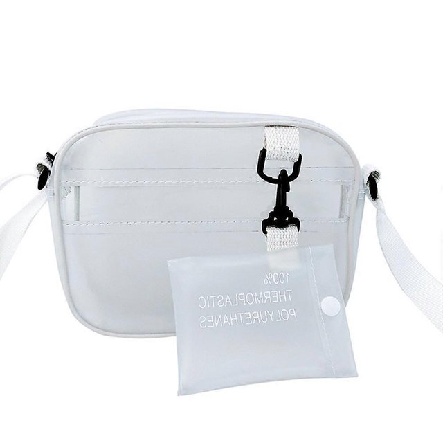 Women Fashion Shoulder Bag Transparent Jelly Bag Transparent Bag Crossbody Messenger Bag (White)