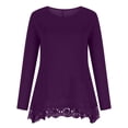 thumbnail image 5 of RQYYD Women's Tops Long Sleeve Lace Trim Crewneck A-Line Tunic Blouse Tops, 5 of 6