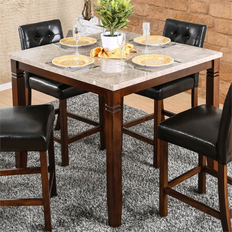 Furniture of America Mullan Wood Counter Height Dining Table in Brown
