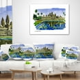 thumbnail image 4 of Designart Cambodia Vector Illustration - Cityscape Painting Throw Pillow - 12x20, 4 of 5