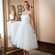 thumbnail image 1 of Vestido de novia para mujer, estilo coreano, sencillo, estilo sling, de longitud media, con hilo saliente, 1 of 1