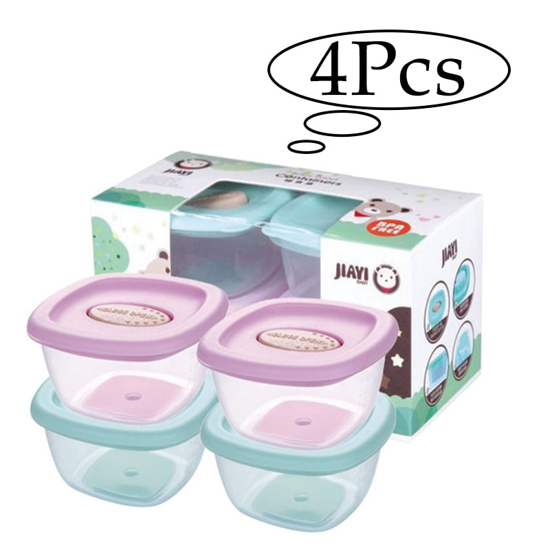 LNKOO Baby Food Storage Containers 4 Set 4 oz Baby Food Jars with