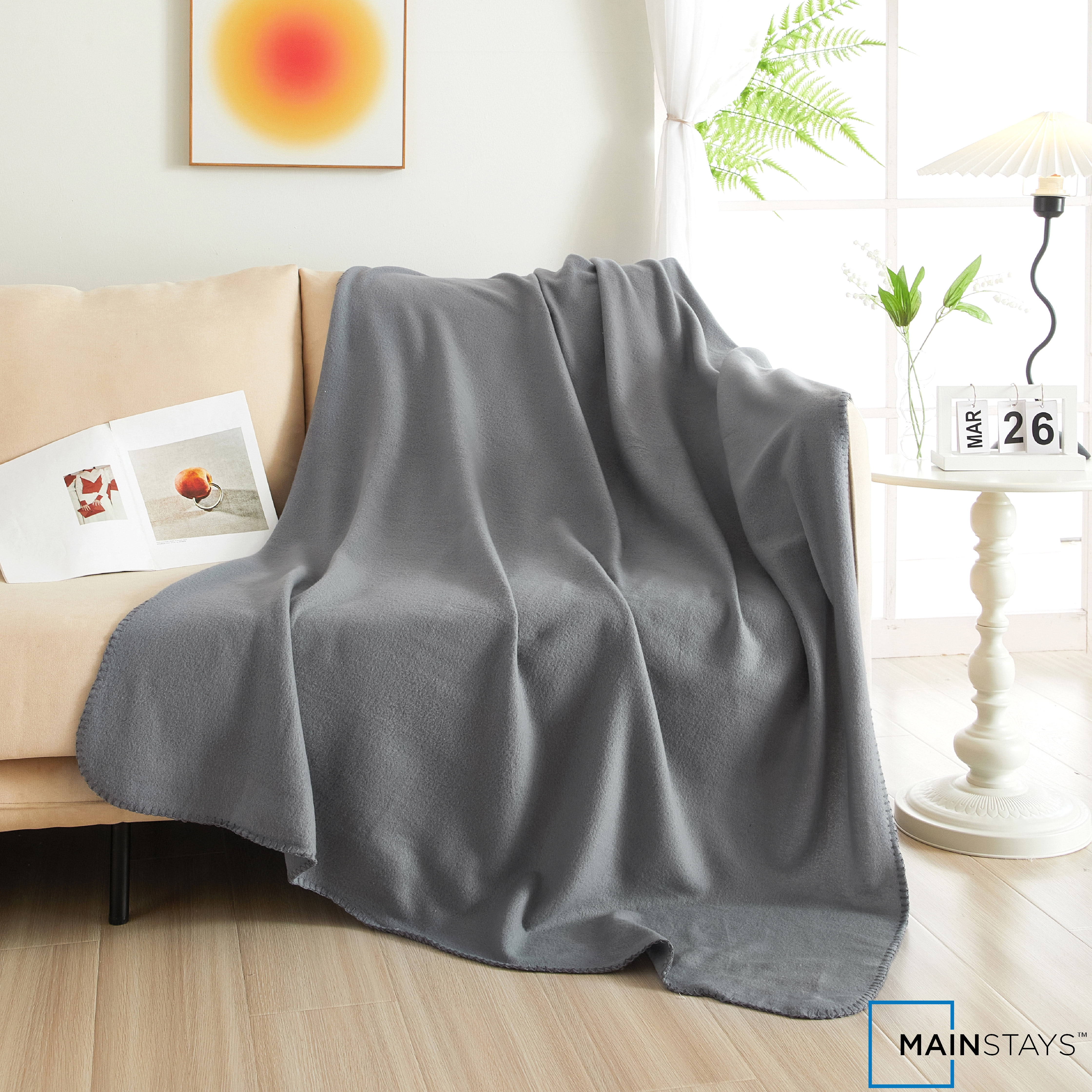 Mainstays Gray Flannel Cozy Fleece Throw Blanket, 50" x 60"
