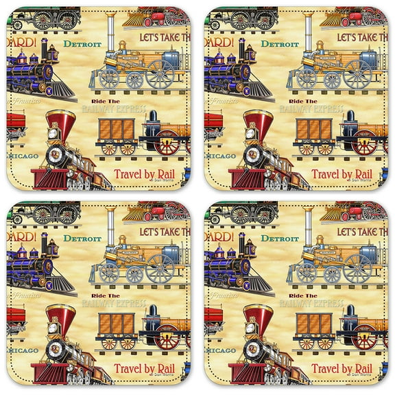 Vinyl Drink Coasters - Set of 4 - Travel by Rail - Image by Dan Morris