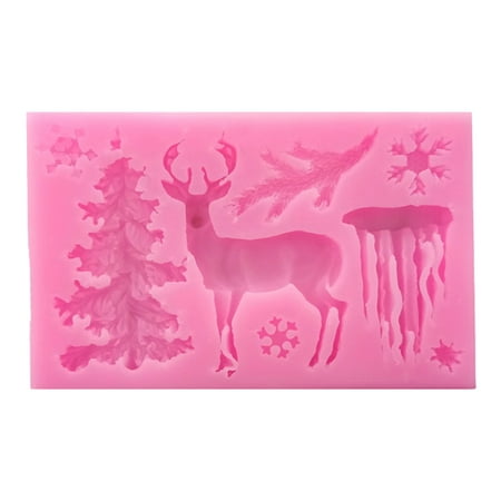 

VEAREAR Cake Decor Mold Non-stick Safe Silicon Christmas Elk Elements Cake Molds for Baking