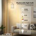 thumbnail image 2 of 67” Industrial Floor Lamp for Living Room, Modern Standing Lamp with Crystal Lampshade Tall Lamp for Bedroom Study Room, Silver, 2 of 9