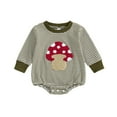 thumbnail image 1 of PMVFHDE Adorable Fall Girls Long Sleeve Romper Bodysuit Featuring Textured Pattern and Towel Embroidery Design Army Green,0-3 Months, 1 of 9