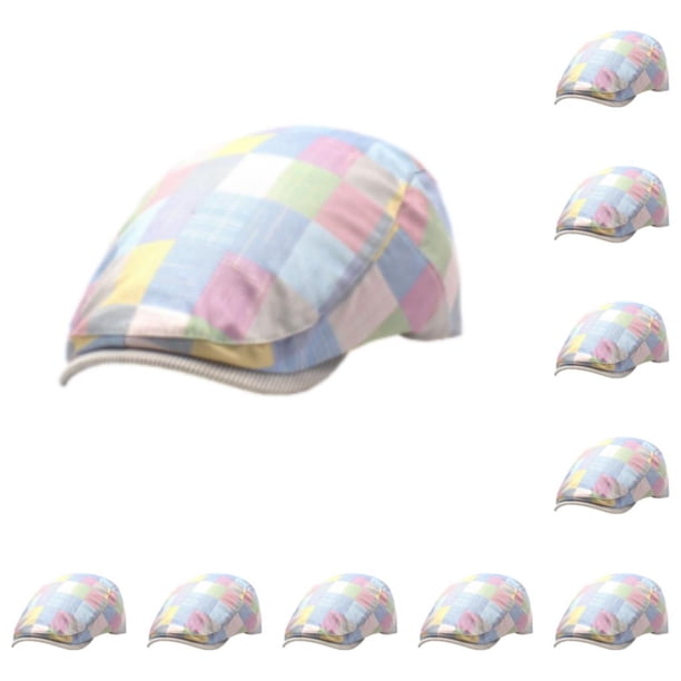 Gorra plana a cuadros Minnieouse para hombres y mujeres color rosa 10Conjunto