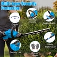 thumbnail image 6 of 22" Cordless Hedge Trimmer with 180° Rotatable Head, 21V Electric Bush Trimmer with 2 x 2000mAh Batteries, 1000W 24000r/min Motor, 65Mn Steel Blade for Garden Yard, Blue, 6 of 11