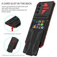 thumbnail image 4 of SaniMore for Samsung Galaxy S23 Plus Camera Protection Case with Invisible Sliding Card Slot, Rugged PC & TPU Bumpers Cover Folding Kickstand Upgraded Military Shockproof Protective Shell, Red, 4 of 10