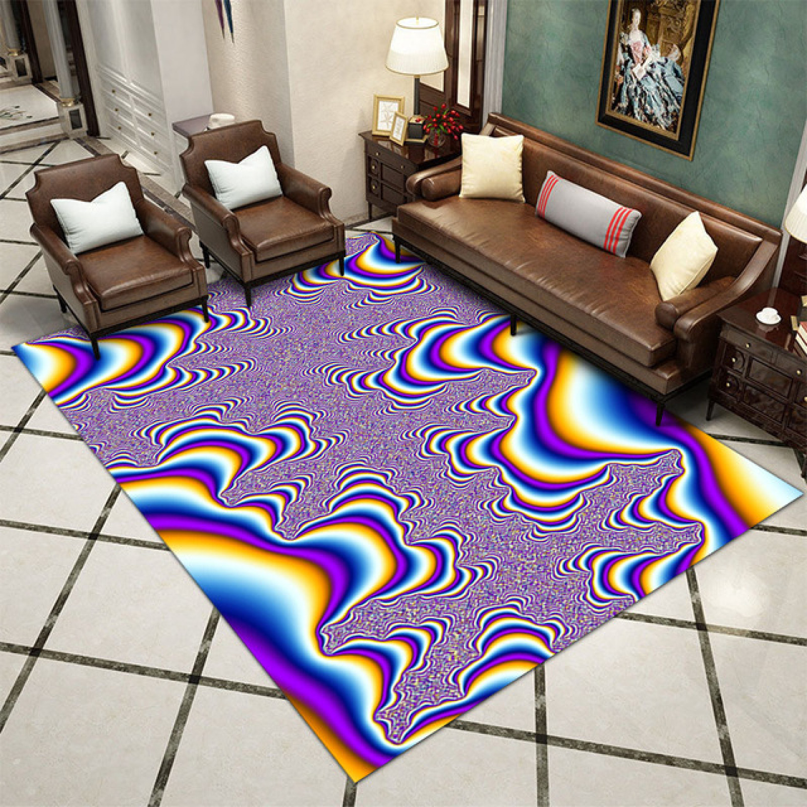 3D Vortex Illusion Area Rug Entrance Door Mat Abstract Geometric