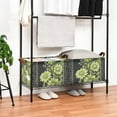 thumbnail image 3 of Yayeee Foldable Storage Basket for Shelves with Handles Set of 2 Waterproof Cloth Bins, Green Flowers, 3 of 7