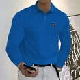 thumbnail image 2 of Men's  Polo Player Pattern Design  Long Sleeve Casual Solid Golf Polo Shirt 11 Colors, 2 of 12
