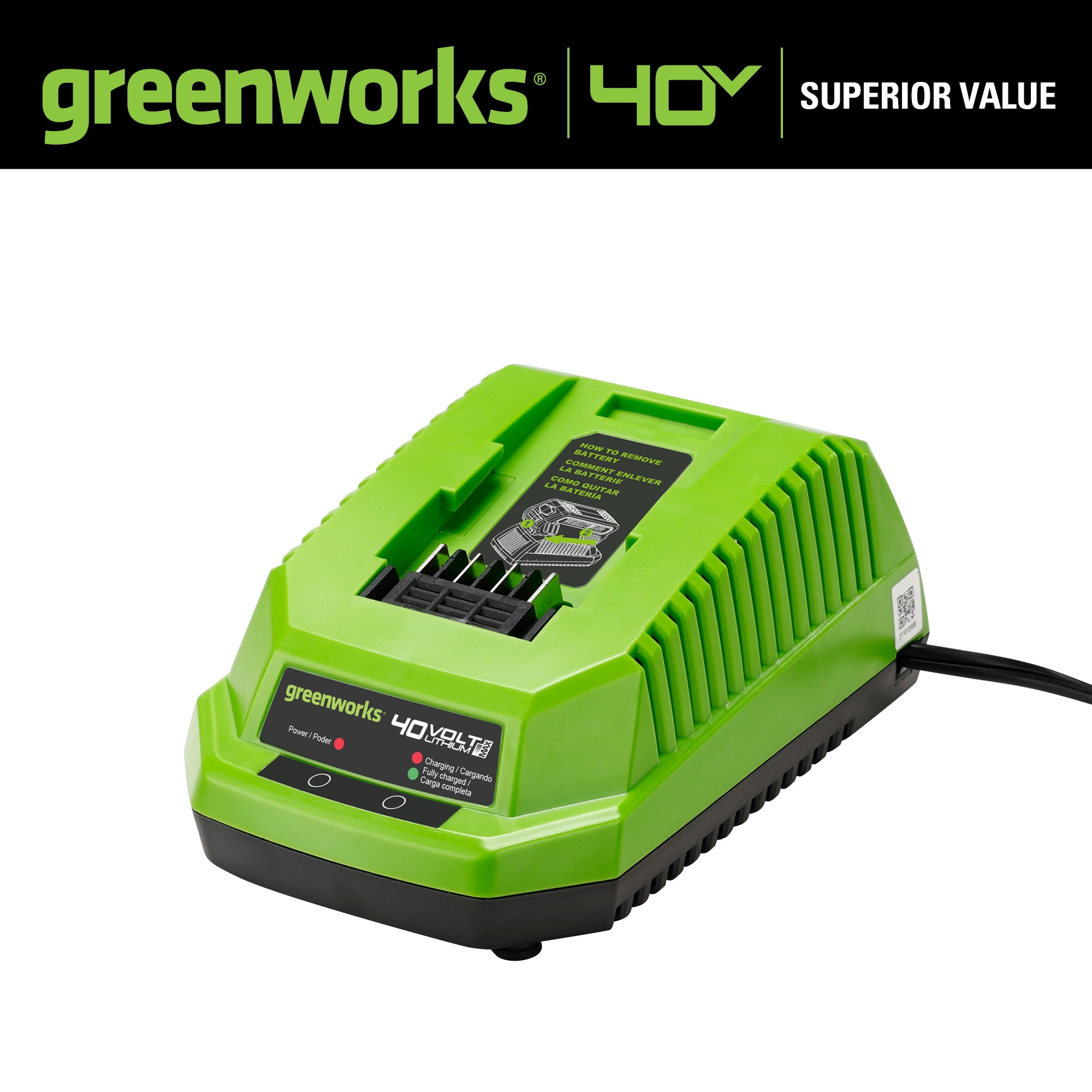 Greenworks 40V Quick Battery Charger, 2938302